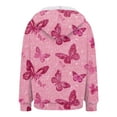 thumbnail image 5 of felwors Zip Up Hoodie Women Butterfly Graphic Hoodies Long Sleeve Oversized Y2K Sweatshirts Cute jackets Plus Size for Girls Pink, S, 5 of 7
