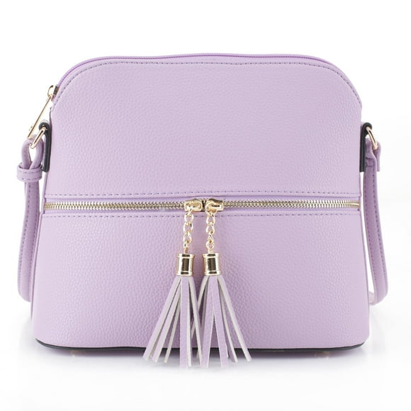 SG SUGU Bolso bandolera Lunar ligero de cúpula mediana con borla | Bolsillo con cremallera | Correa ajustable