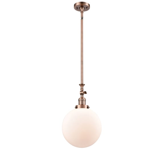 Innovations 206-AC-G201-10-LED X-Large Beacon 1 Light Mini Pendant part of the Franklin Restoration Collection, Antique Copper