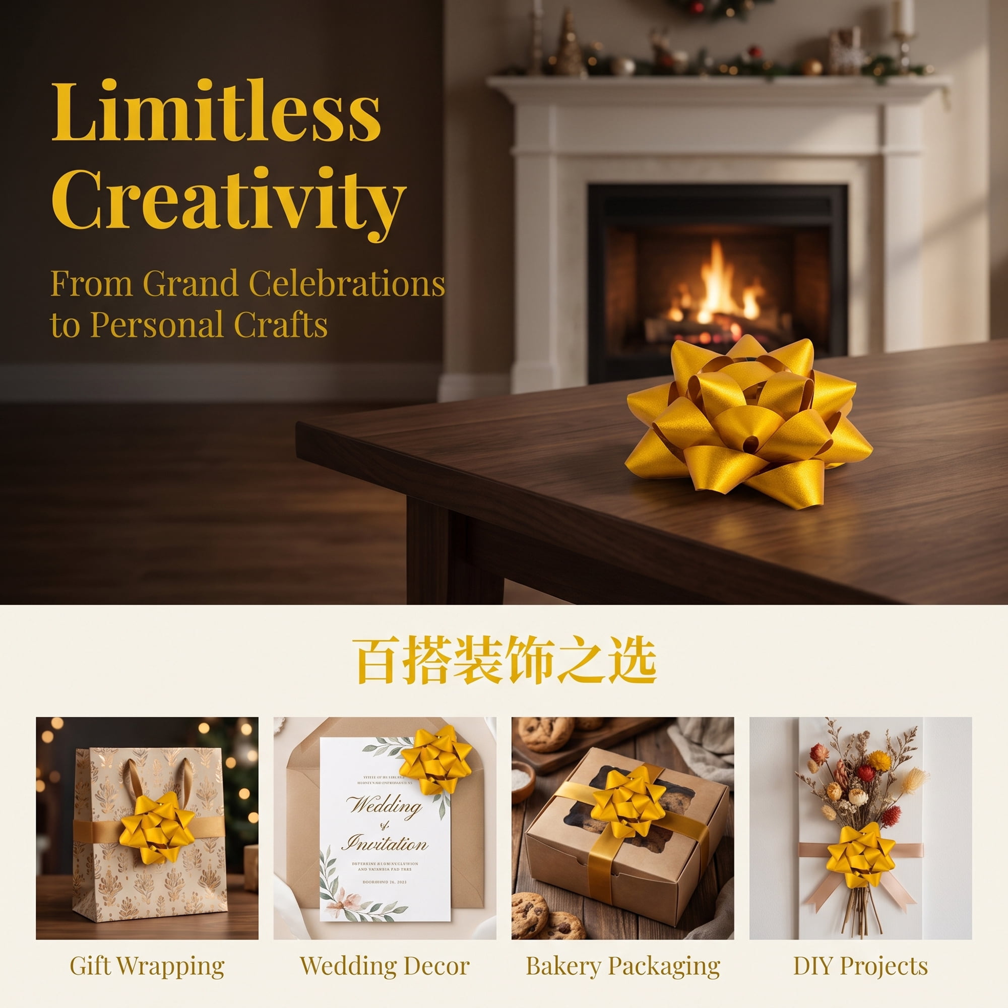 Unique Bargains Multi-Layered Holographic Star Bows for Gift Wrapping and Decoration Gold