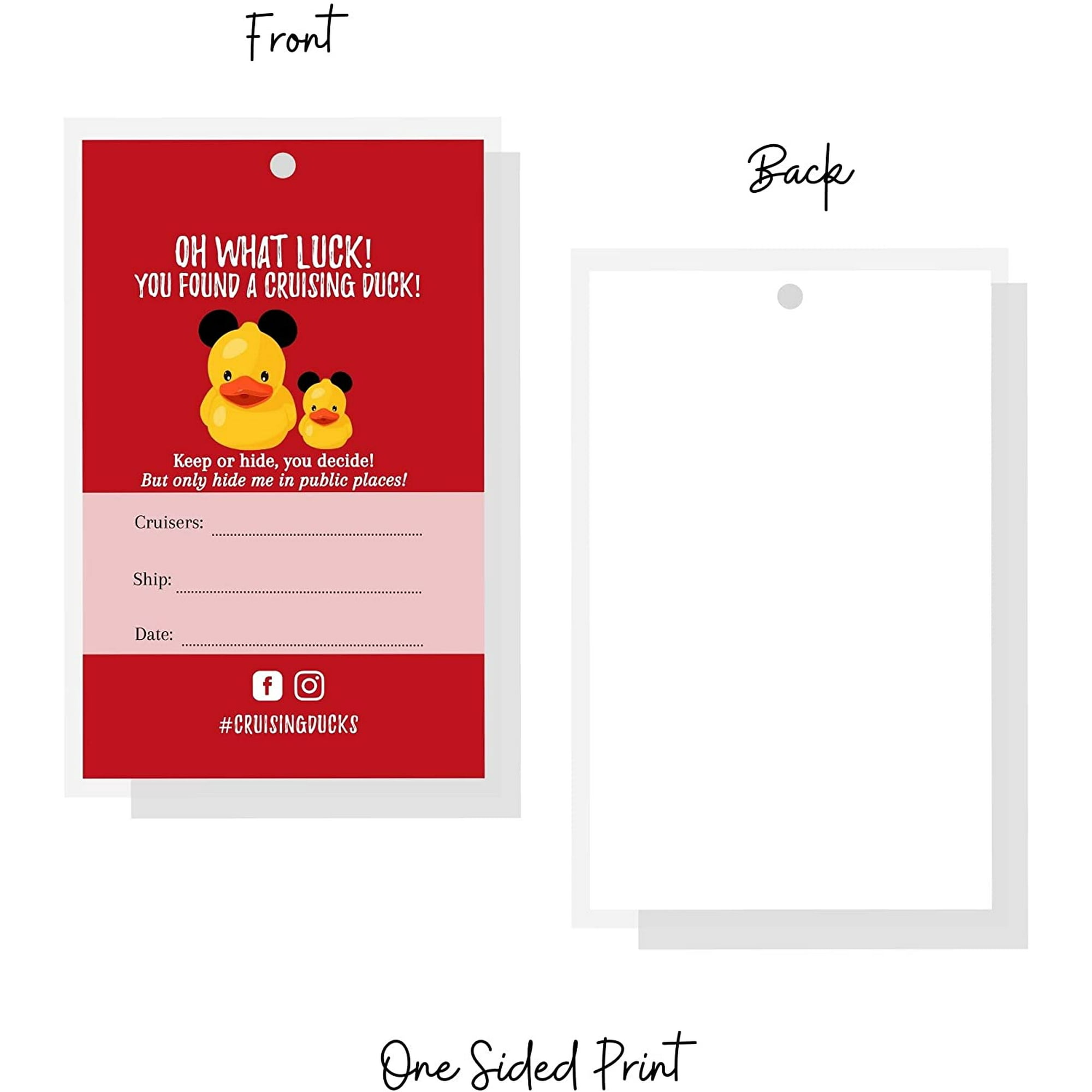 Cruising Ducks Tag with Hole | 30 Pack | Carnival Rubber Cruising Duck Tag  | Tags 2 x 3.5" inches Business Card Size | | Walmart Canada