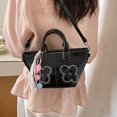 thumbnail image 6 of Hfppkn Black PU Leather Tote Shoulder Bag, Solid Color Handbag for Women Daily Shopping Use, Black 27.5x15x13cm, 6 of 7