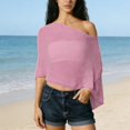 thumbnail image 2 of Women's Lightweight Mesh Poncho Summer Pullover Sweater Breathable Loose Casual Shawl Wrap Sun Shade Cape for Daily Beach Travel Outings by Gbobgt Pink One Size, 2 of 4