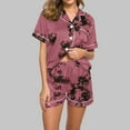 thumbnail image 2 of Diufon Womens Short Sleeve Pjs Sets Lapel Button Shirts Printed Elastic Waist Shorts Sets, 2 of 5