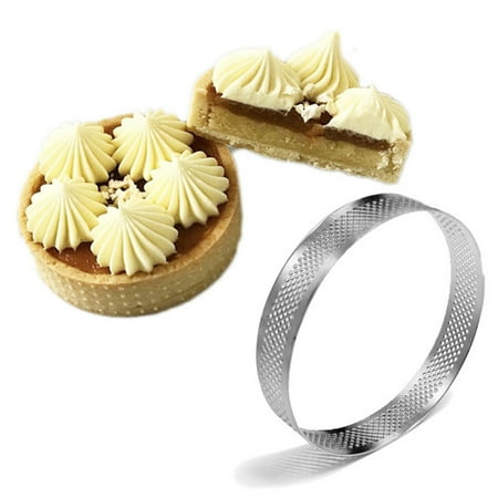 

2X Round Stainless Steel Cake Hole Molds Mousse Cake Tart Ring Pizza Dessert DIY Decor Mould Kitchen Baking Tool 20cm