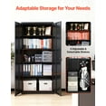 thumbnail image 4 of VEVOR Metal Storage Cabinet, 68.9 in Lockable Steel Garage Cabinet with 4 Adjustable Shelves, 2 Magnetic Doors, 2 Keys, 5 Tiers Tool Storage for Pantry, Warehouse, Basement, Laundry, Office, Black, 4 of 9
