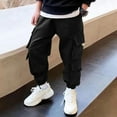 thumbnail image 5 of Spazoro Boys Cargo Pants, Multi-Pockets Solid Color Elastic Waist Baggy Casual Jogger for Boys Black Size 14 T, 5 of 6
