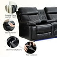 thumbnail image 5 of Comfort Stretch 5 Seats Power Recliner Sofa Sets with Speaker,Black Faux Leather Reclining Sectional Couch for Living Room Furniture Sets with USB Port,Storage Console,Cup Holders,LED Lights, 5 of 8