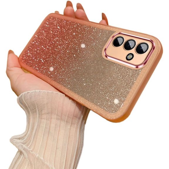Galaxy A54 5G Case for Women Girls with Integrated Camera Lens Protector Glitter Sparkly Bling Clear Cute Silicone Shockproof Protective Cover Phone Case for Samsung Galaxy A54 5G-Pink