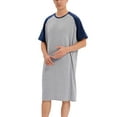 thumbnail image 4 of FUTATA Men's Pajamas Henley Nightshirts Sleepshirt Short Sleeve Crewneck Nightgown Comfort Sleepwear T Shirts,Loose Casual Loungewear Nightwear,M-3XL, 4 of 7