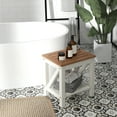 thumbnail image 4 of Costway 2-Tier Heavy Duty Waterproof HDPE Shower Bench Stool with Bottom Storage Shelf Off  White & Brown, 4 of 10