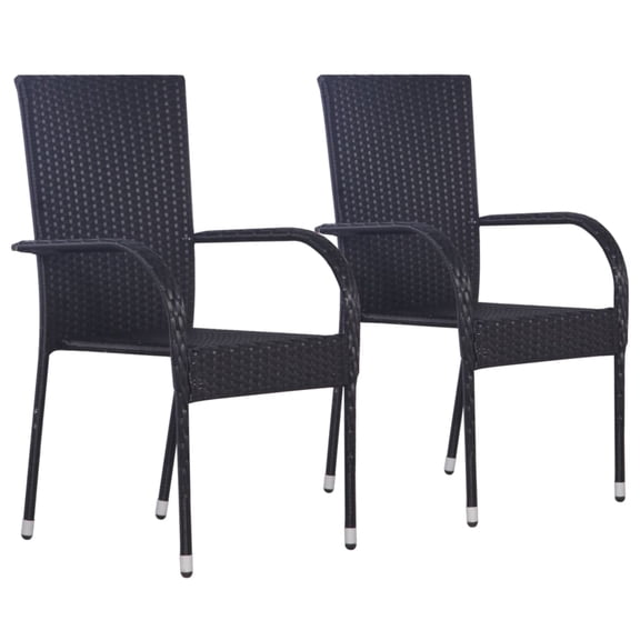 Casafoyer Stackable Outdoor Chairs 2 pcs Poly Rattan Black