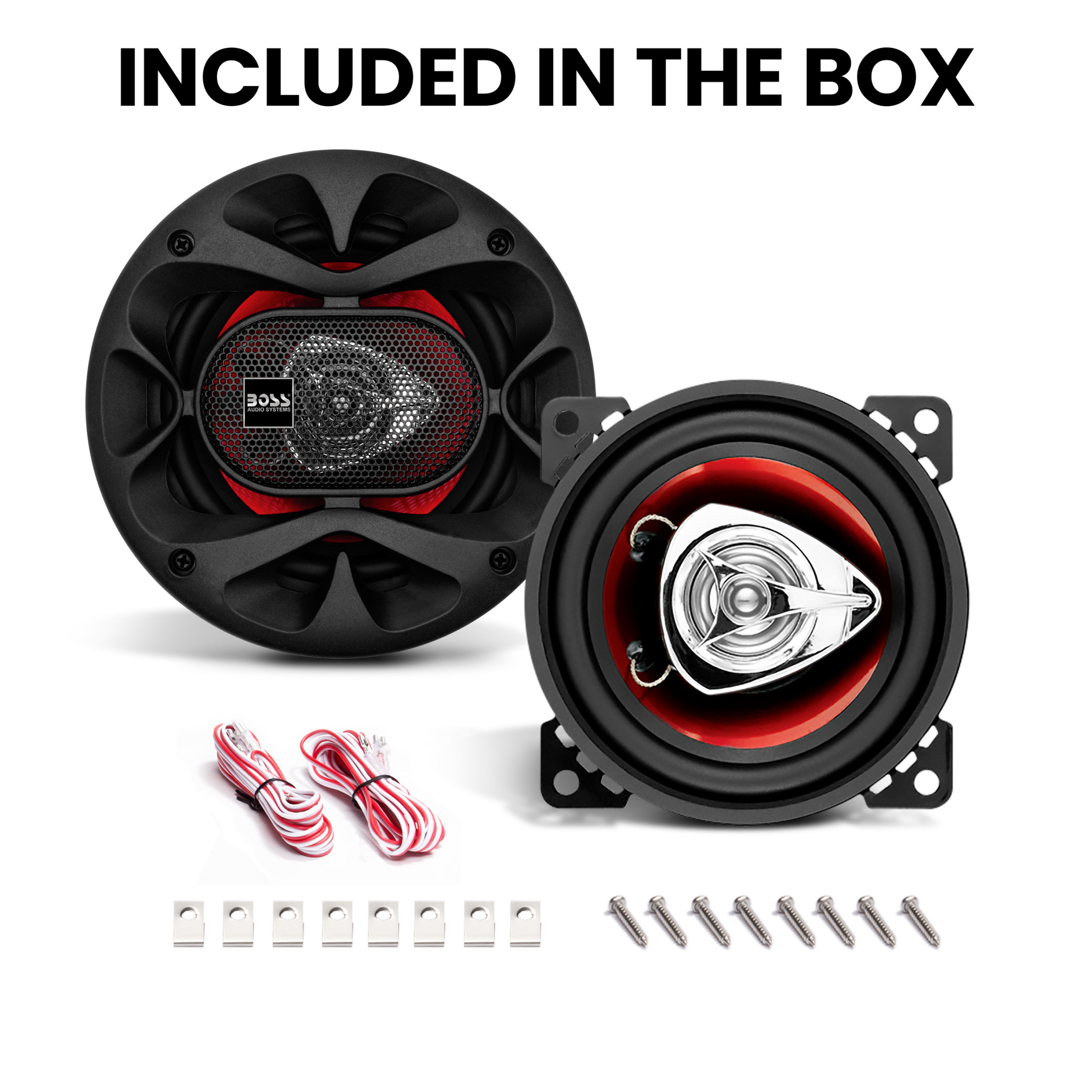 BOSS Audio Systems CH4220 Chaos Series 4 Inch Car Audio Door Speakers - 200 Watts Max, 2 Way, Full Range, Coaxial, Hook Up To Stereo and Amplifier, Tweeters