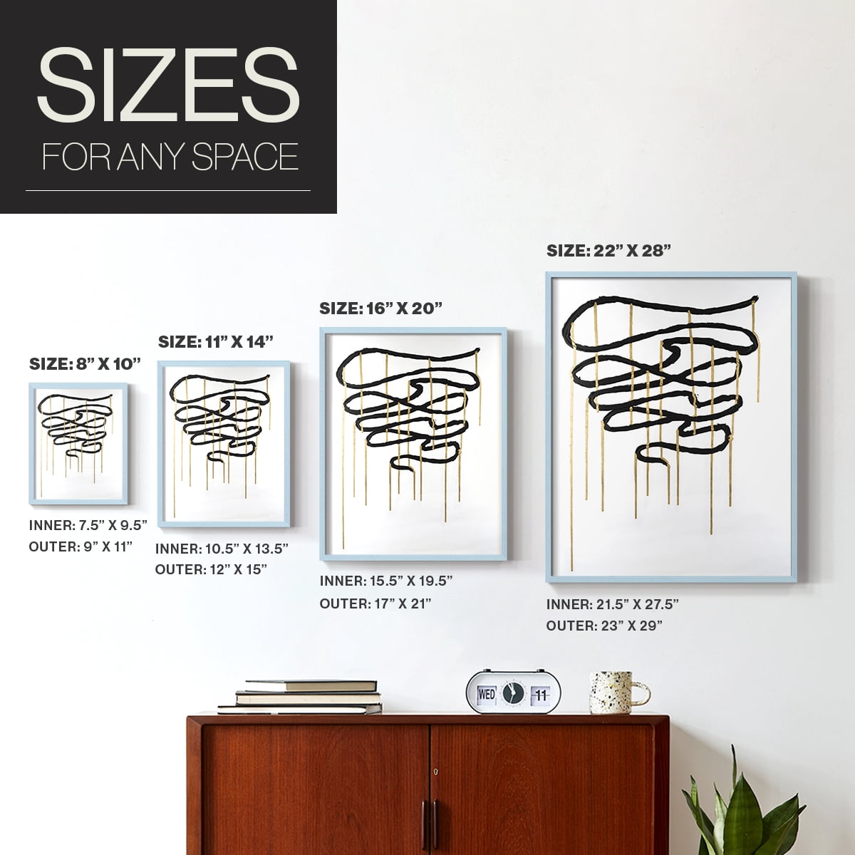 Weeping Ribbon I Framed Print in Blue Solid Wood 8 x 10 Framed Print