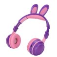 thumbnail image 4 of Auriculares Bluetooth 5.0 con Orejas de Conejo, Auriculares inalámbricos Plegables para niños con luz LED de Color para PC, Tableta, Aprendizaje en línea, Púrpura, 4 of 5