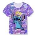 thumbnail image 1 of Lilo de Disney & Stitch niños verano camiseta niñas niños gráfico Tee dibujos animados Anime Tops Boutique niños Stitch ropa Short160 Gao Jinjia LED, 1 of 2