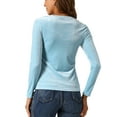 thumbnail image 3 of INSPIRE CHIC Velvet Tops for Women's Sweetheart Neck Elegant Long Sleeves T-Shirt L Light Blue, 3 of 6