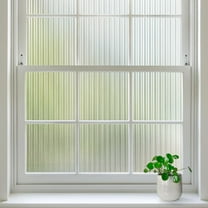 Non Adhesive Reeded Glass Window Film, Frosted Privacy Cling for Doors Windows Bathroom, UV Protection Heat Blocking, 17.5x78.7 Inches, White
