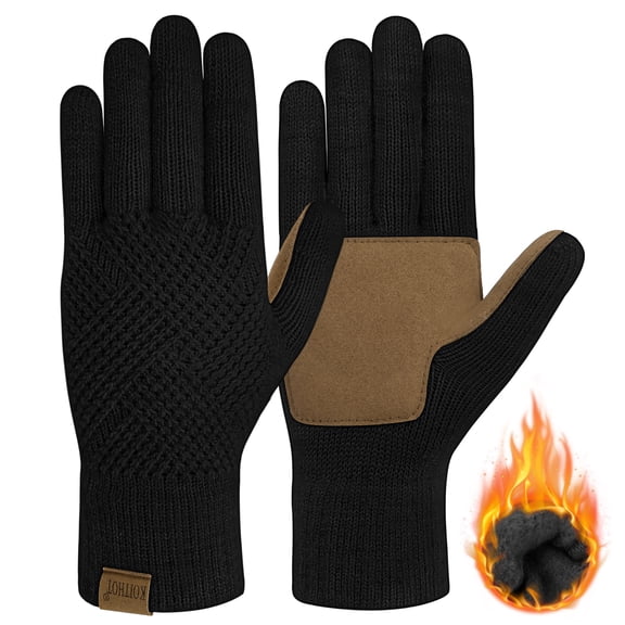 KOITHOT Winter Women Touchscreen Leather-Palm Gloves, Elegant Warm Touchscreen Gloves for Women Gift Set