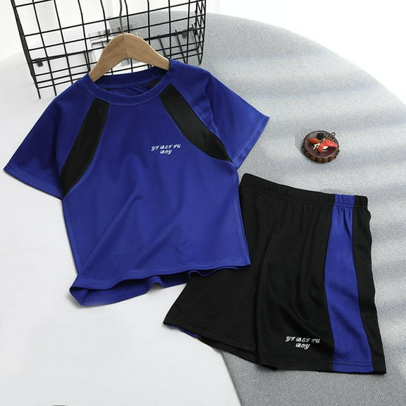 Teens Boys & Girls Athletic Workout Sets 2 Piece Outfits Size 3-16 Toddlers Kids Casual Short Sleeve T-Shirts Shorts Quick-Dry Track Suits