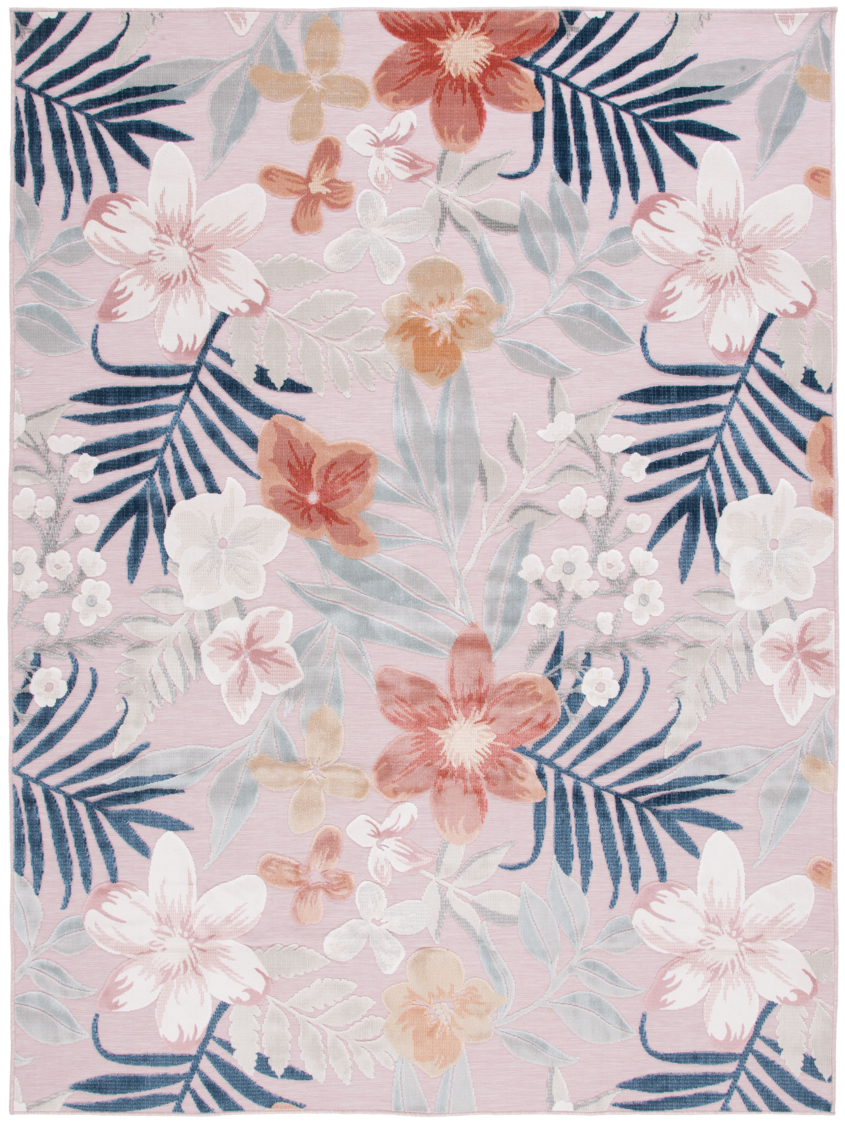 Safavieh Cabana Caris Floral Indoor/Outdoor Area Rug, Pink/Gray, 10' x 14'