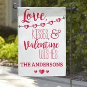 Personalized Love, Kisses, & Valentine Wishes Name Garden Flag, 18" x 12"