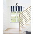thumbnail image 6 of Curtain Valance for Windows Nautical Navy Blue White Stripes Kitchen Valances Rod Pocket Short Curtains,Simple Geometric Art Window Treatment Panel for Living Room Bathroom Bedroom 42x18in, 6 of 8