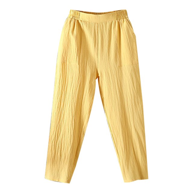 Pantalon Court Taille Haute Ample Blanc Grande Taille Décontracté pour Femmes
