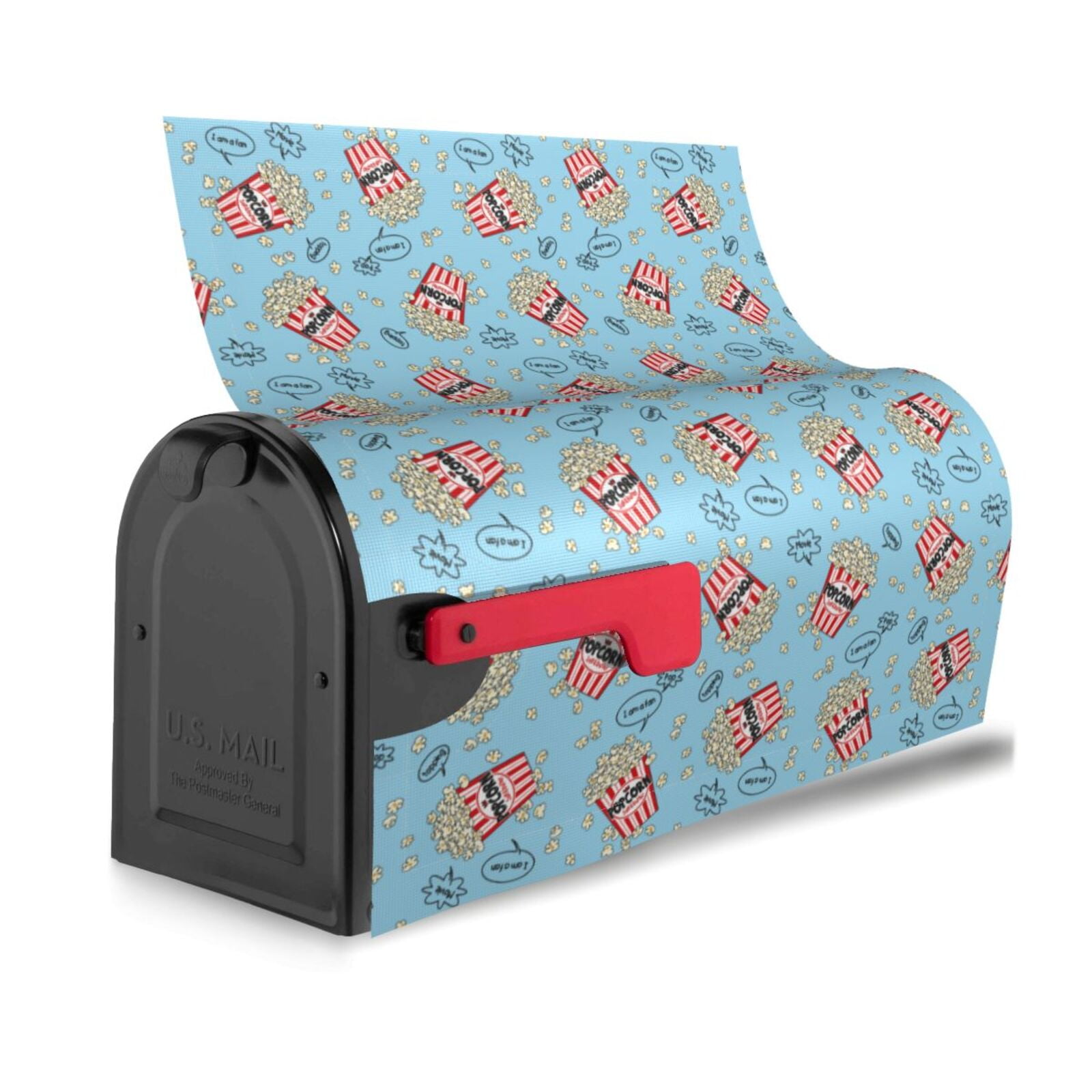 Xecao I Am A Fan Popcorn for Mailbox Cover with Magnetic Strips, Waterproof and Sunscreen, Adds a Decorative Touch to Your Garden Yard.