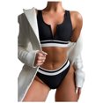 thumbnail image 1 of DPTALR Bikini Femme Uni Deux Pièces Maillot de Bain Ensemble de Plage, 1 of 7