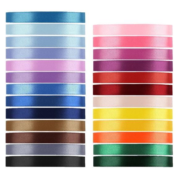25 Rolls Assorted Colors Ribbon - Decorative Craft DIY Satin Ribbon