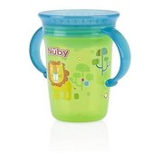 Nuby 1pk No Spill 2-Handle 360 Degree Printed Wonder Cup Green