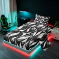 thumbnail image 2 of Manfei Black Silver Twin Sheets, Gradient Wave Striped Bedding, Black Reversible 3pcs1 Flat Sheet + 1 Fitted Sheet + 1 Pillowcase, 2 of 6
