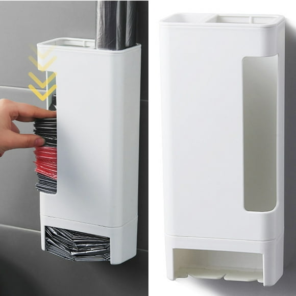 Neinkie Grocery Bag Storage Holder Wall Mounted Kitchen Garbage Bags Trash Bags Dispenser, Garbage Bags Storage Organizer Container Rack for Plastic Trash Bags Kitchen Home