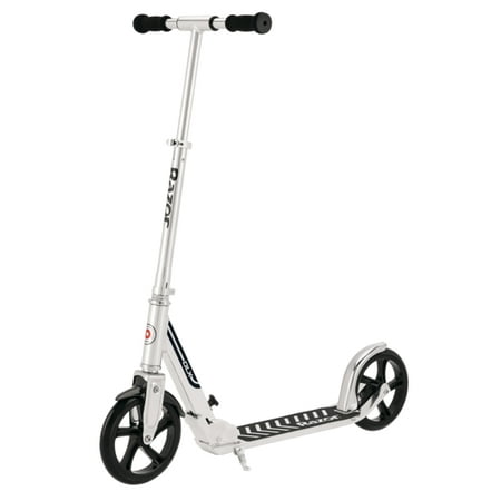 Razor A5 DLX Folding Kick Scooter - Silver, 8" Large Wheels, Anti-Rattle, for Child, Teen, Adult