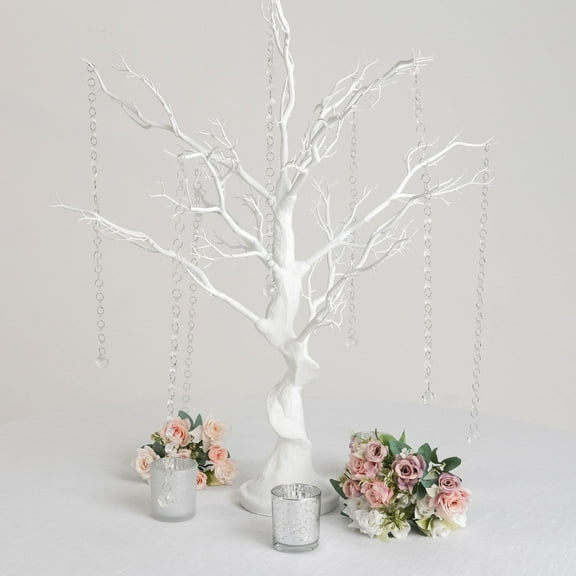 BalsaCircle 34" White Metallic Manzanita Tree Acrylic Bead Chains Wedding Centerpieces Party Events Decorations