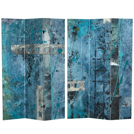Oriental Furniture 6 ft. Tall Blue Dream Canvas Room Divider - 3 Panel
