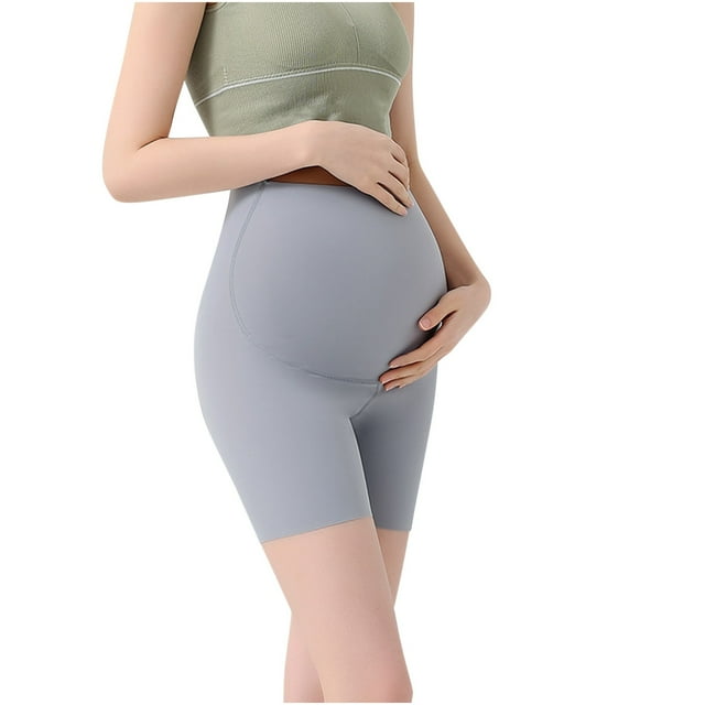 Qtocio Plus Size Maternity Shorts Solid Color Chafe Free Summer Undershorts
