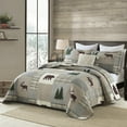 thumbnail image 5 of Y-PLWOMEN Cabin Quilt Queen Size - 100% Cotton Lodge Farmhouse Comforter Lightweight Quilted Bedspread, Plaid Bear and Deer Soft Bed Spread for Queen Bed with Pillow Shams, Grayish Brown/Green, 5 of 8