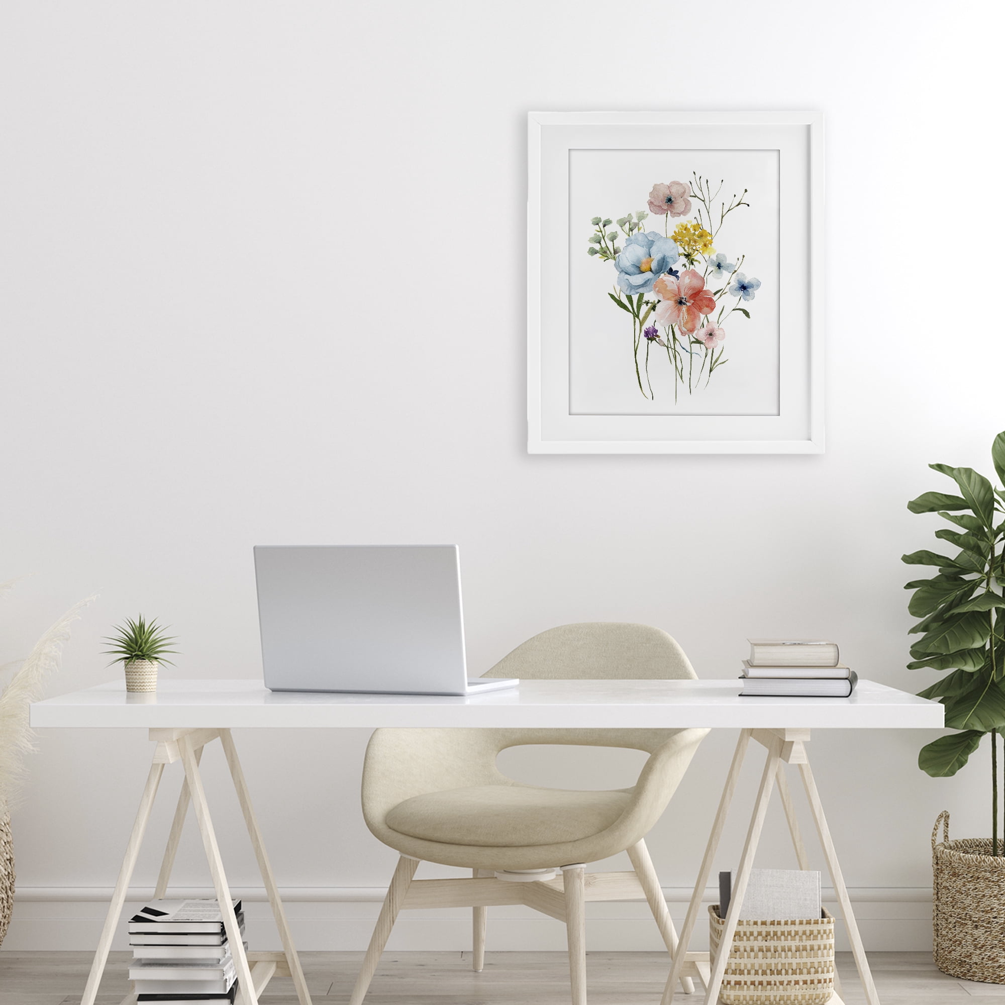 Stupell Industries Spring Meadow Wild Flowers White Framed Print Under Glass, design by Livi Finn