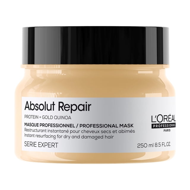 L'Oreal Professionnel Absolut Repair Golden Mask | Mascarilla dorada reparadora | Repara el daño y proporciona brillo al cabello | Con tecnología de quinoa dorada y prote&iac