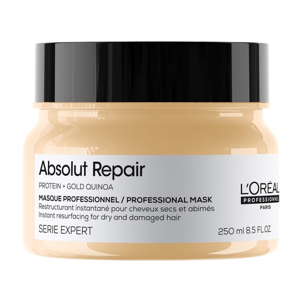 L'Oreal Professionnel Absolut Repair Golden Mask | Mascarilla dorada reparadora | Repara el daño y proporciona brillo al cabello | Con tecnología de quinoa dorada y prote&iac