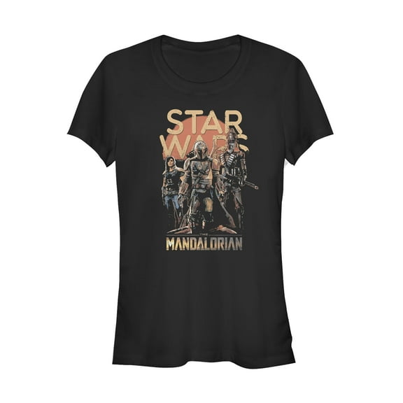 Junior's Star Wars: The Mandalorian Grunge Character Graphic Tee Black Large