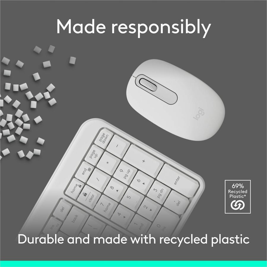 Logitech MK250 Bluetooth Wireless Mouse and Keyboard Combo: Fast & Easy Connectivity, Compact Wireless Keyboard, Ambidextrous Mouse (Off-white)