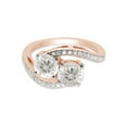 thumbnail image 3 of AFFY 6MM Round Moissanite Diamond Two Stone Bypass Engagement Ring for Women 14K Rose Gold over Silver-8, 3 of 7