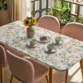 thumbnail image 3 of Spring Flowers Table Cloths for 4 Foot Rectangle Tables, Yellow Pink Floral Leaves Vintage Country Plants Patio Waterproof Elastic Fitted Tablecloths, Washable Rectangular Table Cover for Camping, 3 of 8