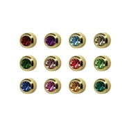 Surgical Steel Earrings Surgical Steel Gold 4mm Ear Piercing Earrings Studs 12 Pair Mixed Birth Stones Pairs