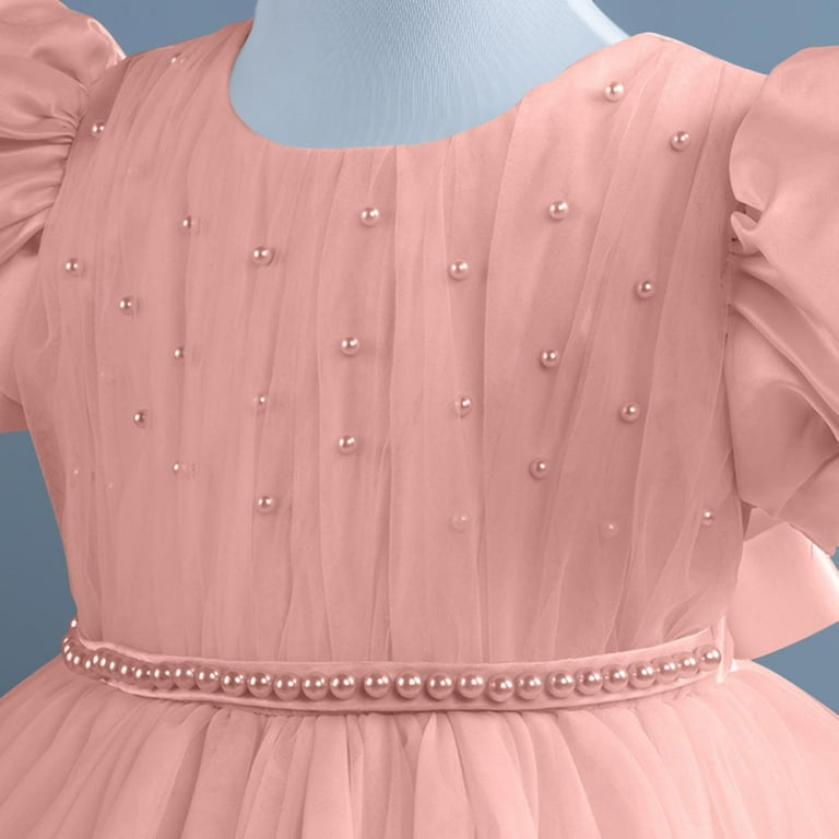 Formal Prom Dresses for Little Girls Size 0-5 Toddlers Kids Cute Short  Puffed Sleeve Crewneck Solid A-Line Birthday Party Performance Dress -  Walmart.com