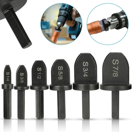 

6Pcs Swaging Tool Drill Bit Set EEEkit HVAC Repairing Set Air Conditioner Copper Tube Expander Multifunction Copper Pipe Flaring Tool 1/4 3/8 1/2 5/8 3/4 7/8 Portable Bearing Steel Drill Bit