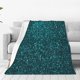 thumbnail image 1 of Fotbe teal sparkling Manta de Franela Acolchonada con Estampado, Súper Suave y Esponjosa, Extra Grande para Sofá, Cama, Uso Todo el Año-60"x50", 1 of 7